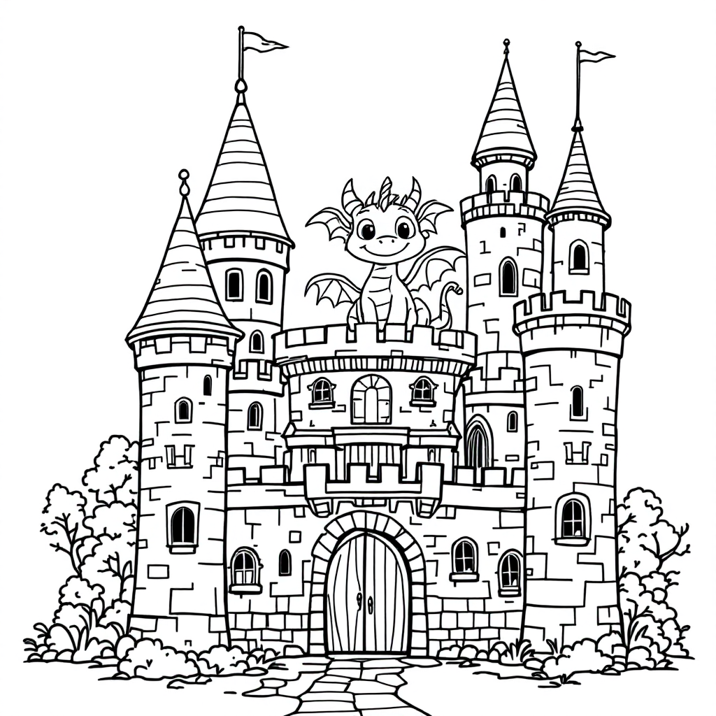 Complex scene coloring page example