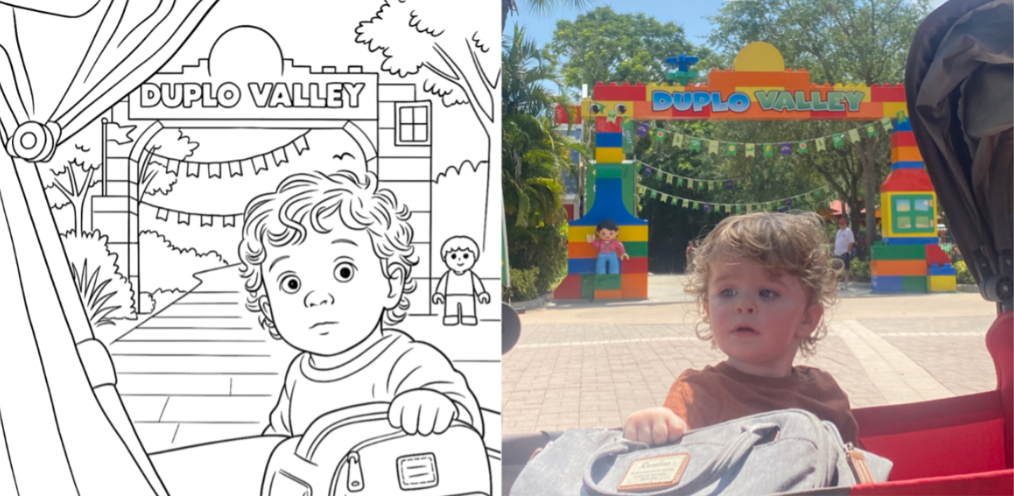 Photo to coloring page transformation example